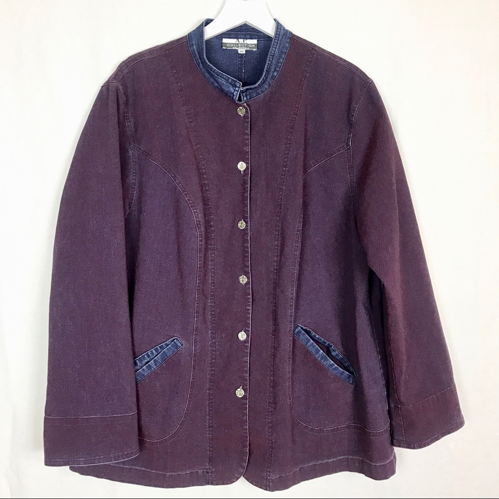 Vintage Button Down Denim Jean Jacket Stretch 1X